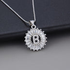 White Gold Initial Letter Zirconia Necklace