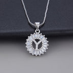 White Gold Initial Letter Zirconia Necklace