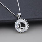 White Gold Initial Letter Zirconia Necklace
