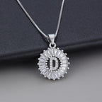 White Gold Initial Letter Zirconia Necklace