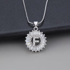White Gold Initial Letter Zirconia Necklace