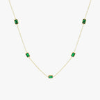Gold Chain Green Stone Necklace