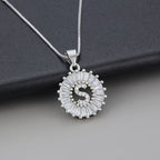 White Gold Initial Letter Zirconia Necklace