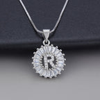 White Gold Initial Letter Zirconia Necklace