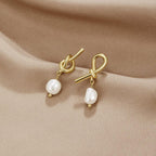 Knotted Gold Freshwater Pearl Earrings