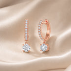 Round Cut Moissanite White Gold Earrings