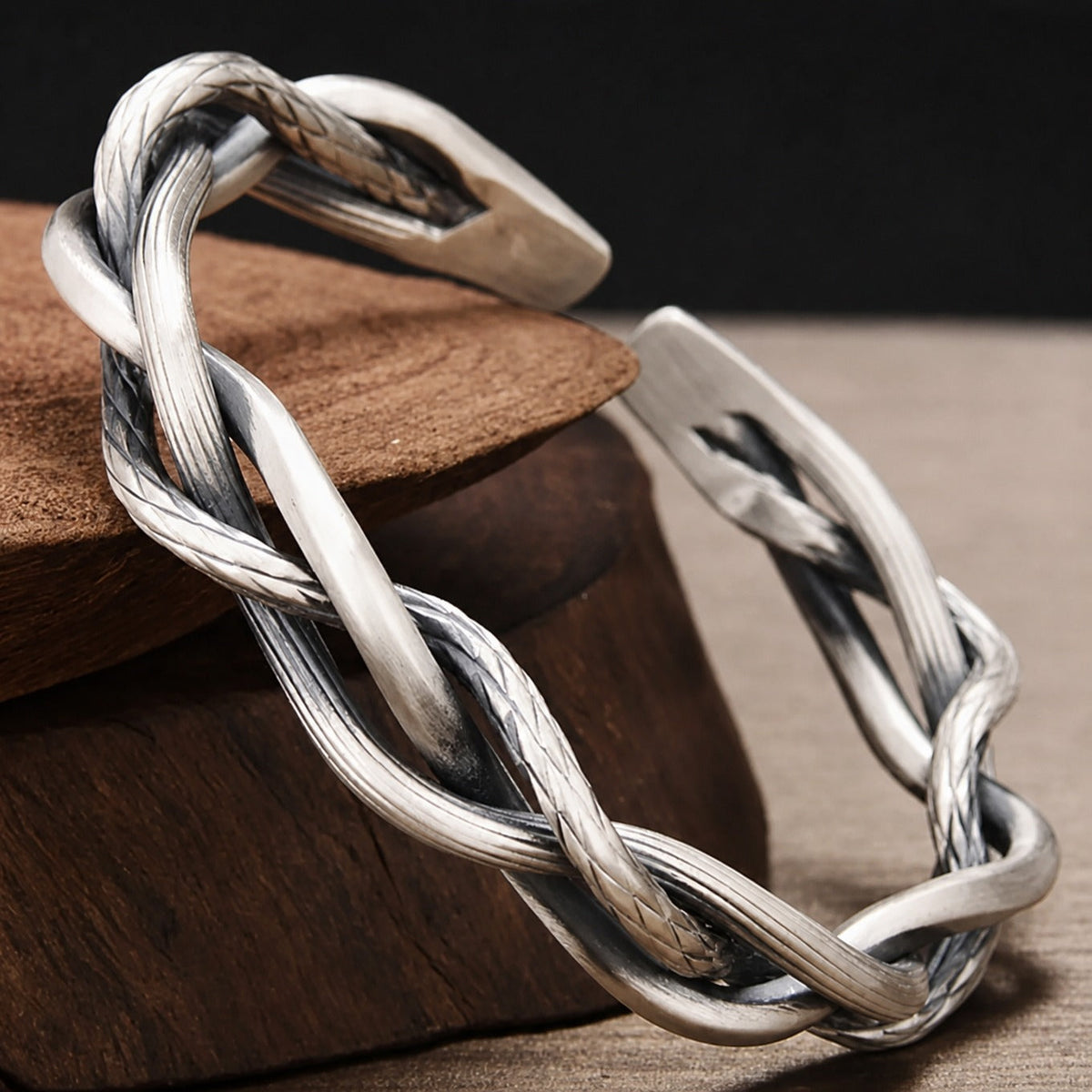 Ornate Braided Silver Bracelet