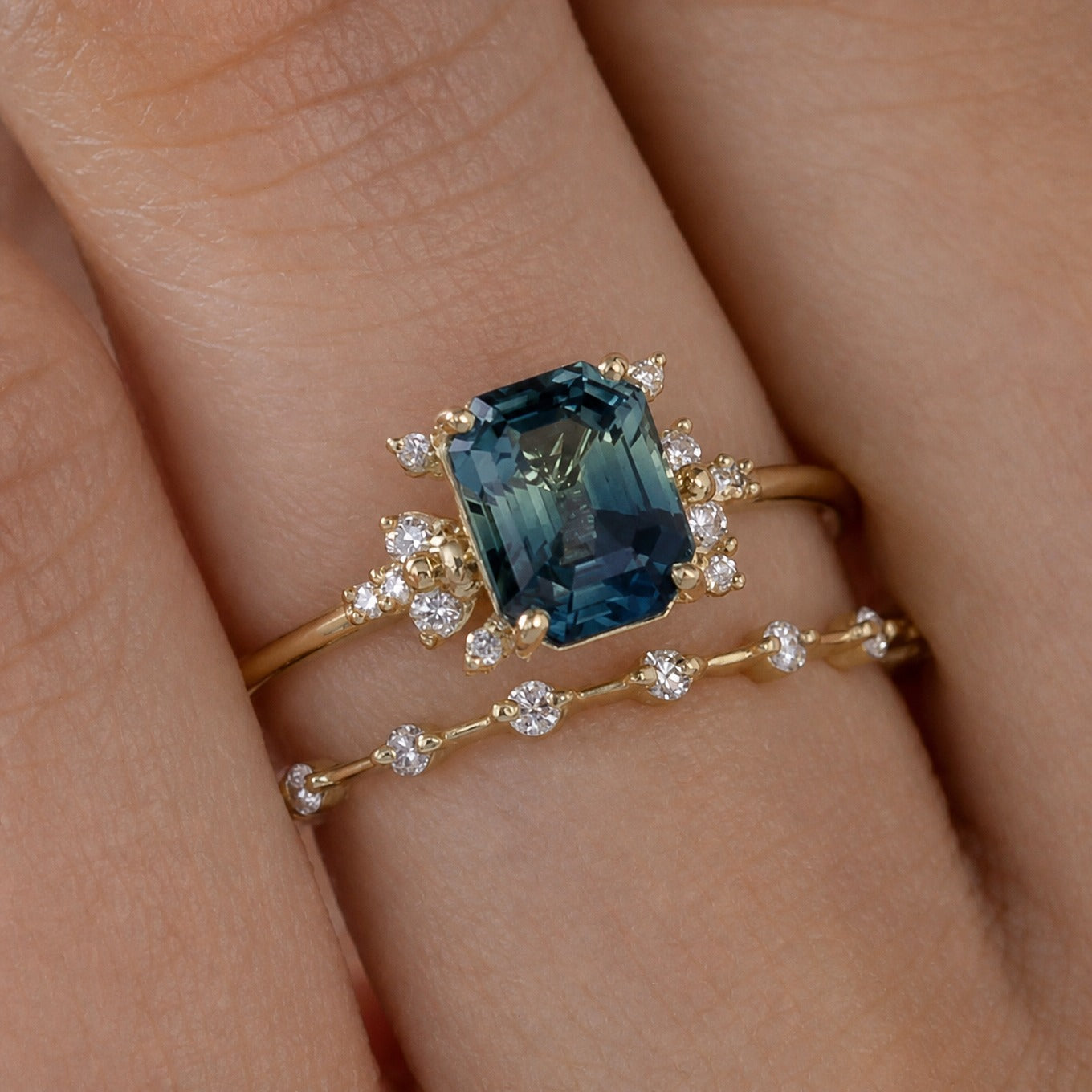 Crystal Blue Shine Ring Set