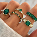 Zarina Exquisite Emerald Gold Ring Set