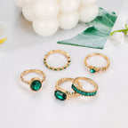 Zarina Exquisite Emerald Gold Ring Set