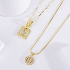 Pave Letter Initial Necklace Set