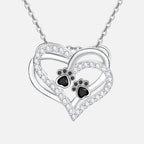 Dog Paw Heart Zirconia Necklace
