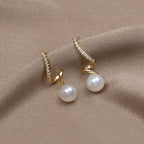 Pearl Wave Gold Earrings