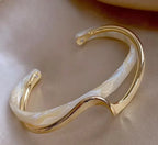 White Opal Elegant Gold-Tone Bracelet